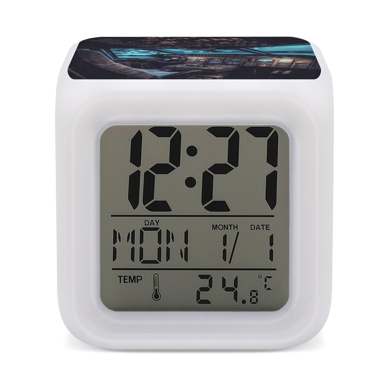 VstaDank Airplane Digital Alarm Clock LED Display Screen Color Change Alarms Clock Smart Alarm Clock Wake Up Digital Clocks with 7 Color Nightlight for Bedroom