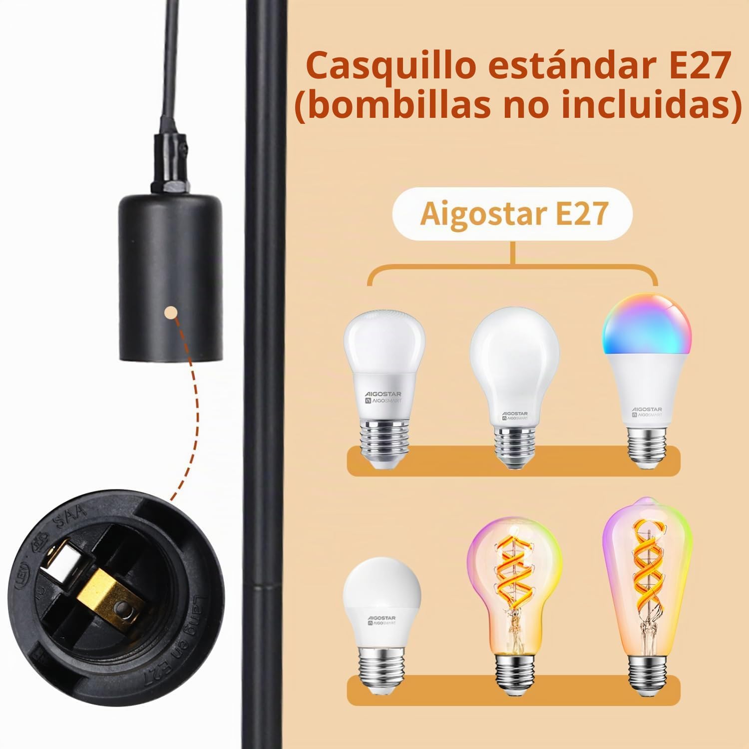 Aigostar lámpara de mesa retro E27, lámpara de escritorio industrial de metal con cable de 180cm con interruptor, lámpara de noche(sin bombilla), negro/dorado, 2pcs