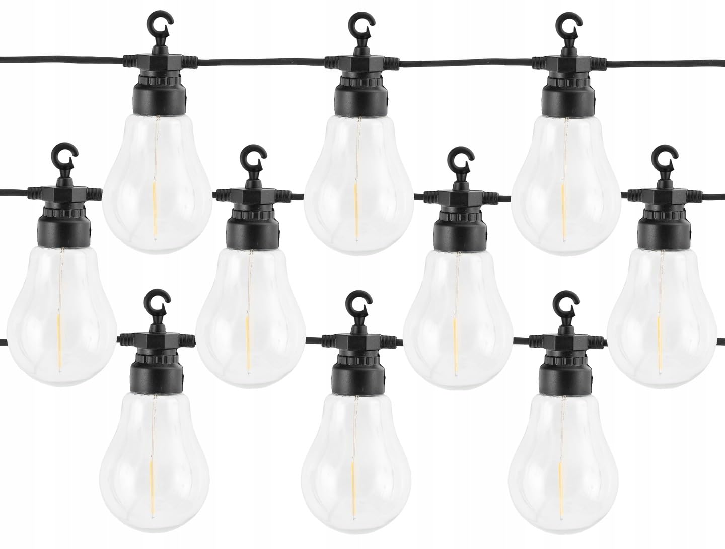 LED Lichterkette Außen 10m mit 20x E27 Glühbirnen – Warmweiß 2700K, IP65 Wasserdicht, Bruchsicher, Garten Terrasse Balkon Party Beleuchtung Outdoor