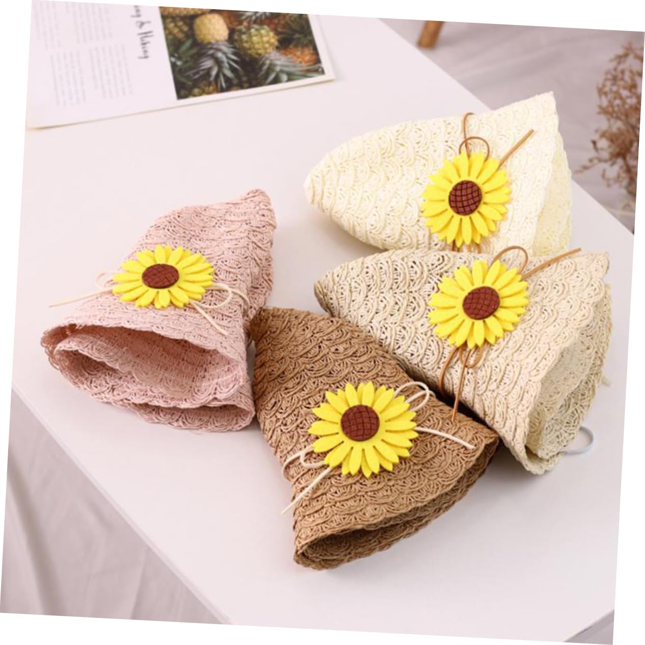 2 Piezas De Sombreros De Sol para Sombreros para De Playa De De Visera De Rafia para s De Verano Tejidos para Niñas Pequeñas
