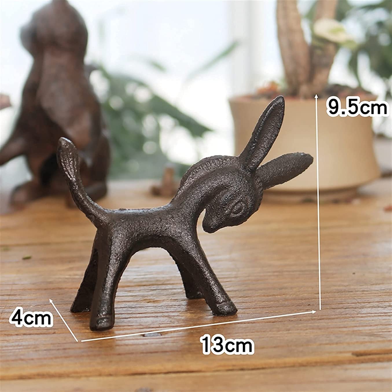 Vintage żeliwne figurki osiołka, miniaturowe ozdoby ze zwierzętami na zewnątrz, dekoracje do doniczek ogrodowych, 9,5 cm wys