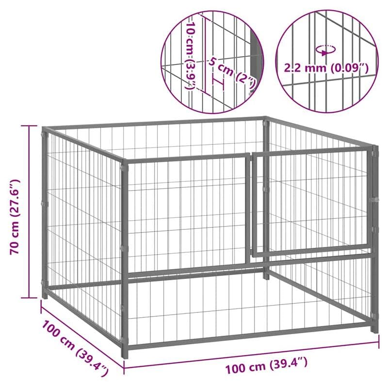 Eleganz Hundezwinger aus Stahl 100x100x70 cm | Robust & Wetterfest für Garten & Außenbereich | Sicherer Freilauf für Hunde | Ideal für mittelgroße Hunde