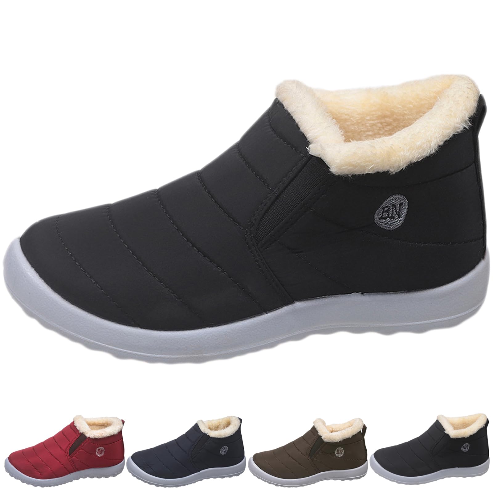 Women Waterproof Warm Winter Snow Boots Comfortable Soft Plush Lightweight Non-slip Slip on Short Boot for Cold Weather