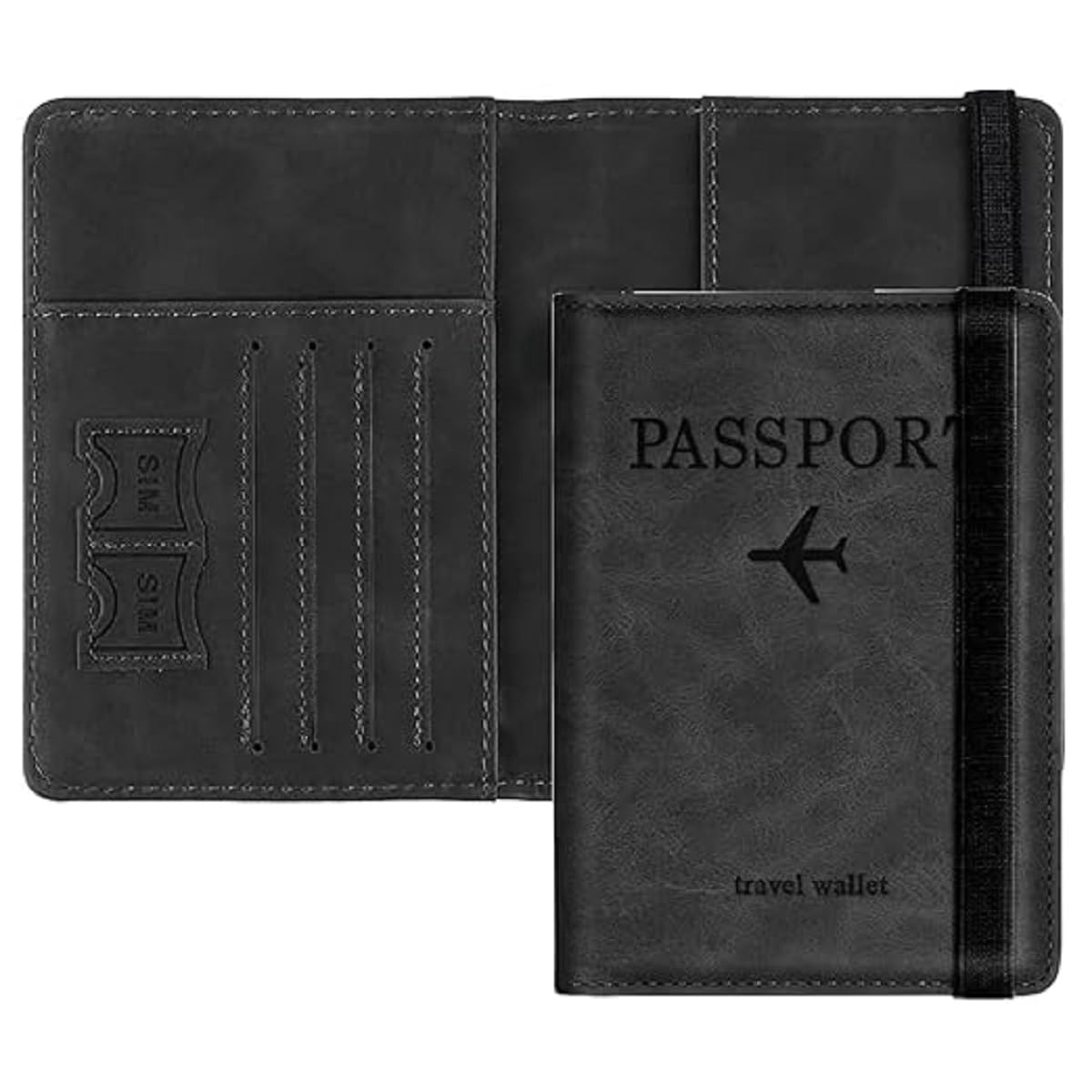 Passport Holder & Cover with Card and Boarding Pass Slots – PU Leather Bi-Fold Travel Wallet Case | RFID Blocking Travel Accessory for Passports, Credit Cards & IDs (Passport-Holder-Black-1)-image-48