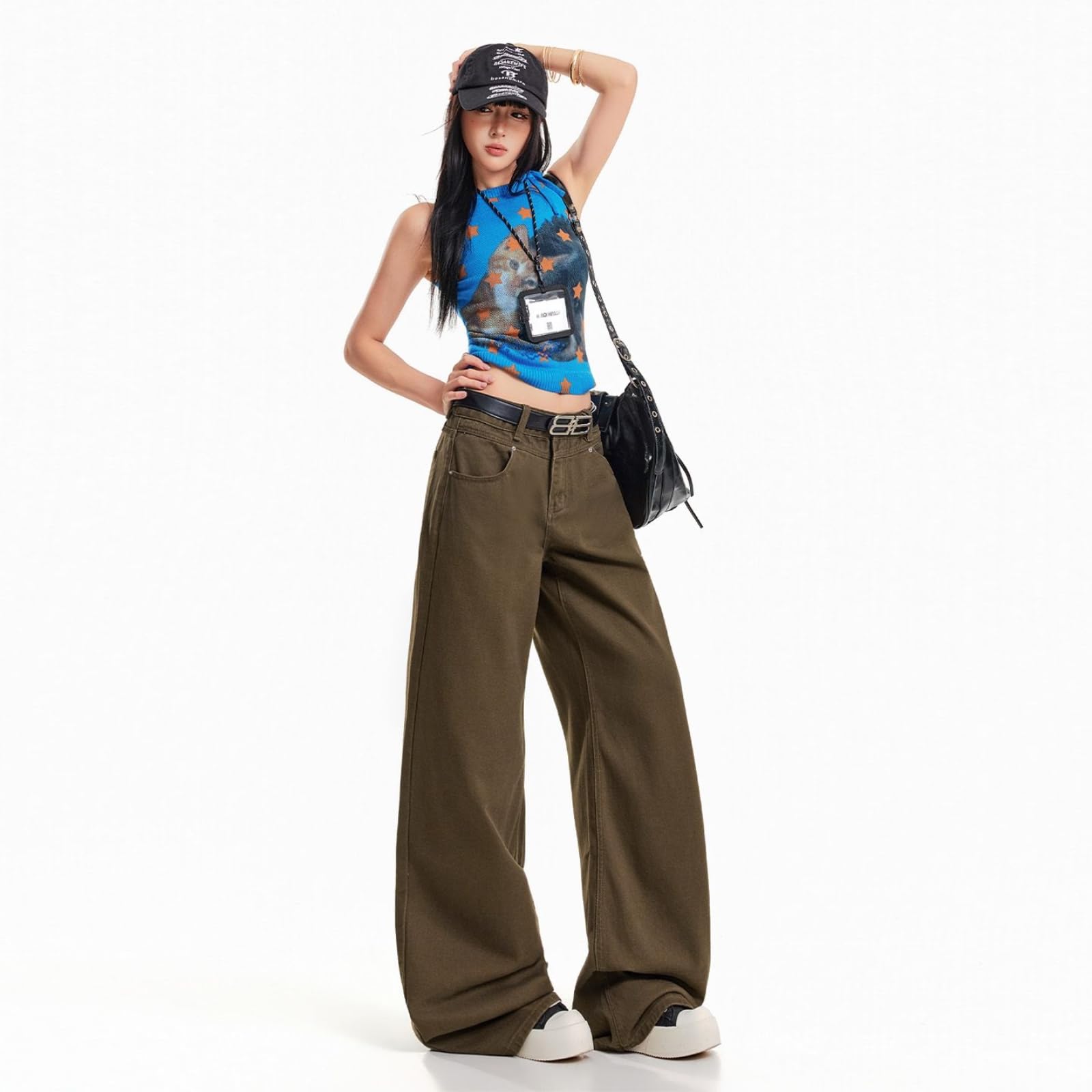 Jeans Donna Retro, A Calzatura Sciolta, Dimagranti, Lungo Il Pavimento – Confortevoli E Versatili -marrone-xl-l28