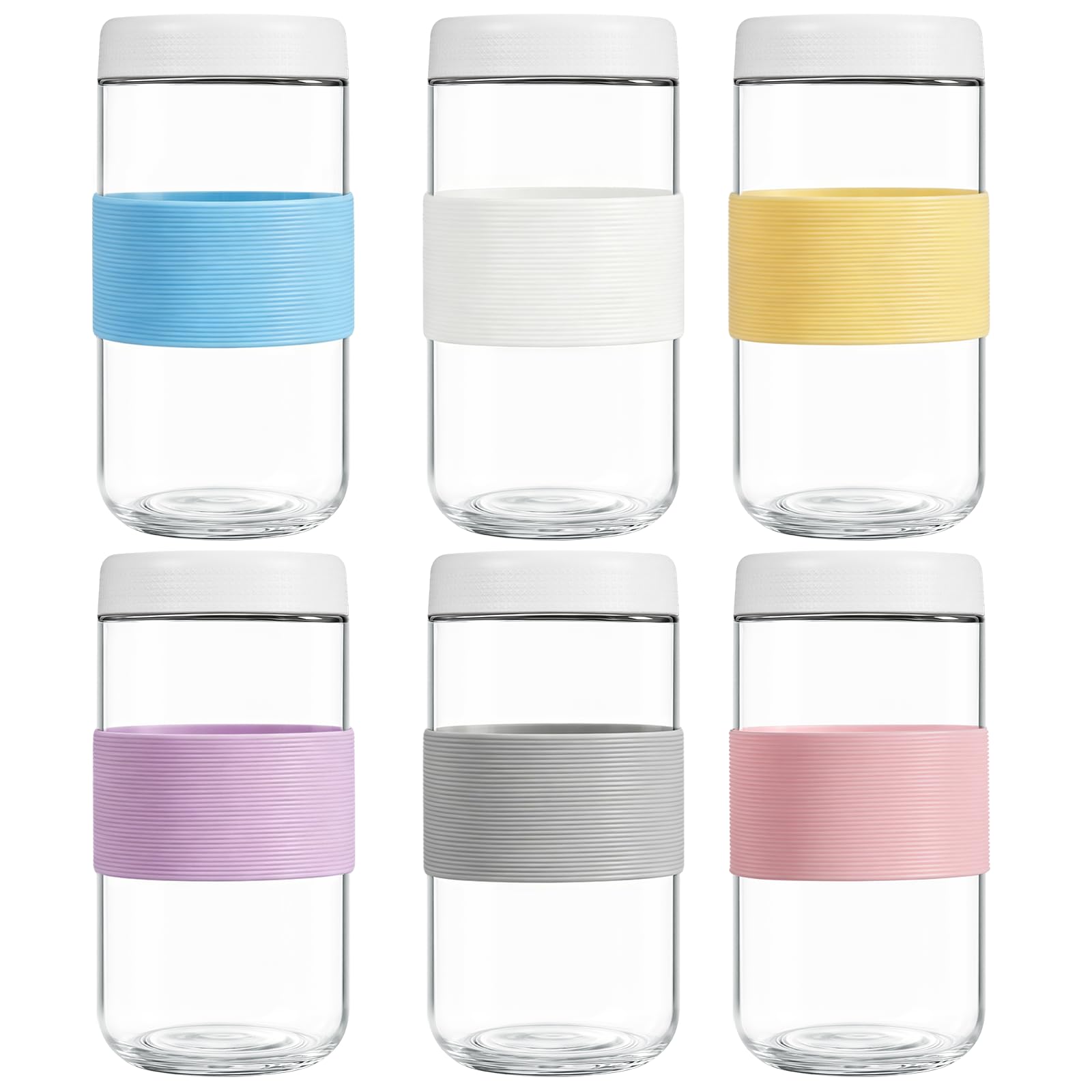 FANSTINOW Overnight Oats Containers with Silicone Sleeves