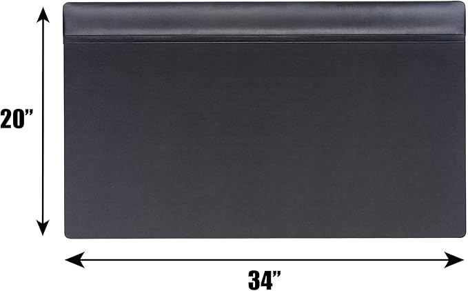 Dacasso Black Leather 34" X 20" Top-Rail Desk Pad miniatura 3