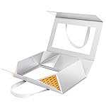 JINGUAN Large Silver Clear Gift Box, 13.5x9x4.1 Inches Gift Box with Window by Handle, Bridesmaid Proposal Box, Collapsible Gift Boxes with Magnetic Closure (Glossy Silver, 1 Pack)