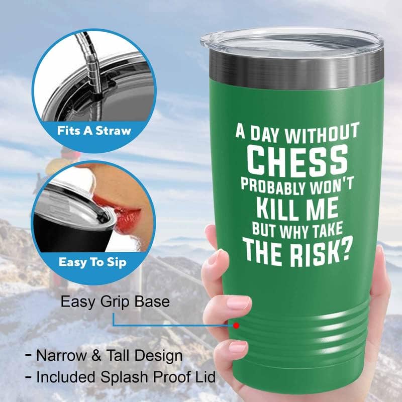 Miniatura 4 de Flairy Land Chess Green Edition Tumbler 20oz - Chess risk - Funny Gift For Chess Athlete Instructor Sportsman Logical Thinking Board Game Hobby