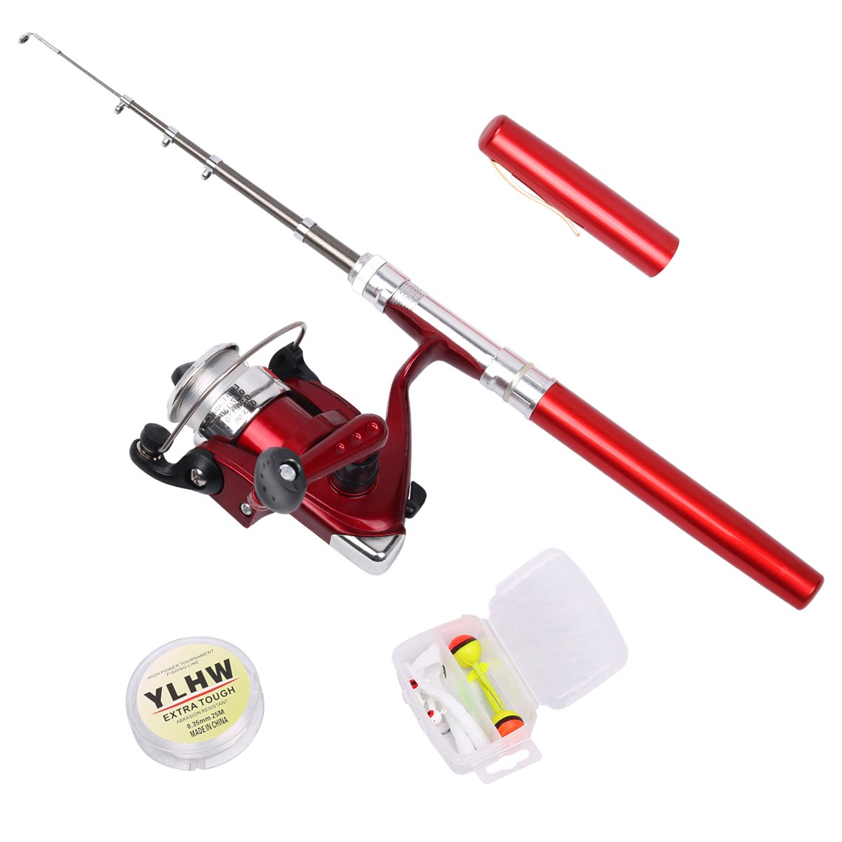 Mini Ice Fly Fishing Rod and Reel Combos for Kids,38 inches Aluminum Alloy Mini Pocket Pen Rod Set for Birthday,Festival,Christmas