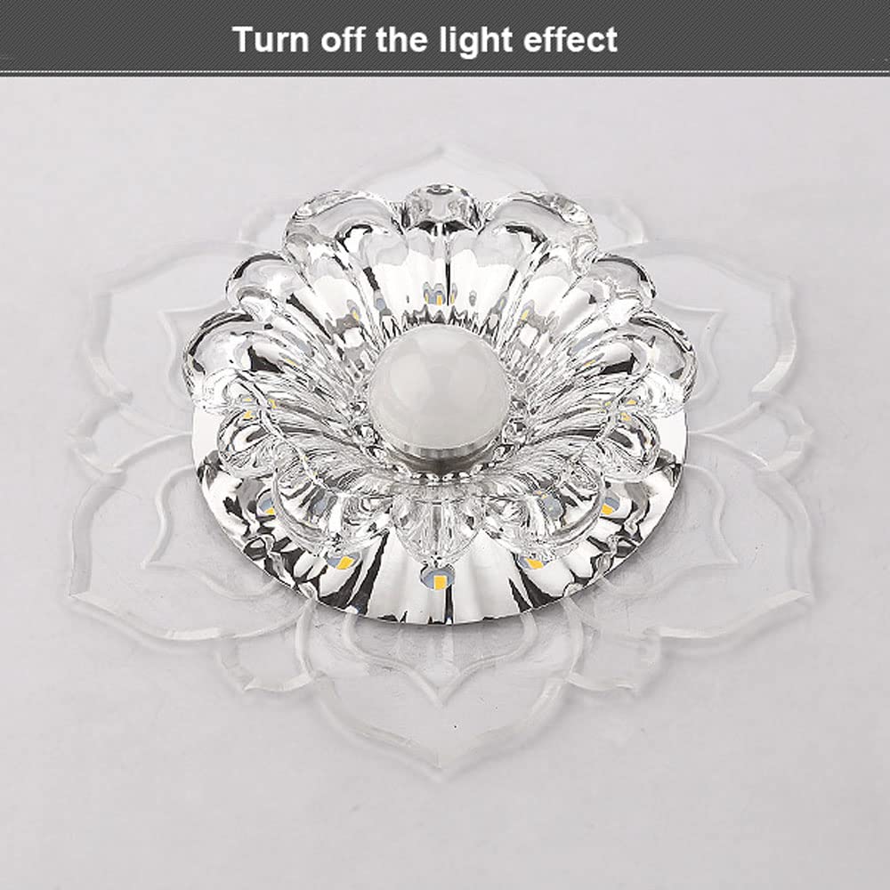 4 Pezzi di Cristallo da Incasso da Incasso Illuminazione A LED per Lampada D'ingresso, Luce A Disco A LED Senza Canless, Lampade A Forma di Fiori A Scomparsa