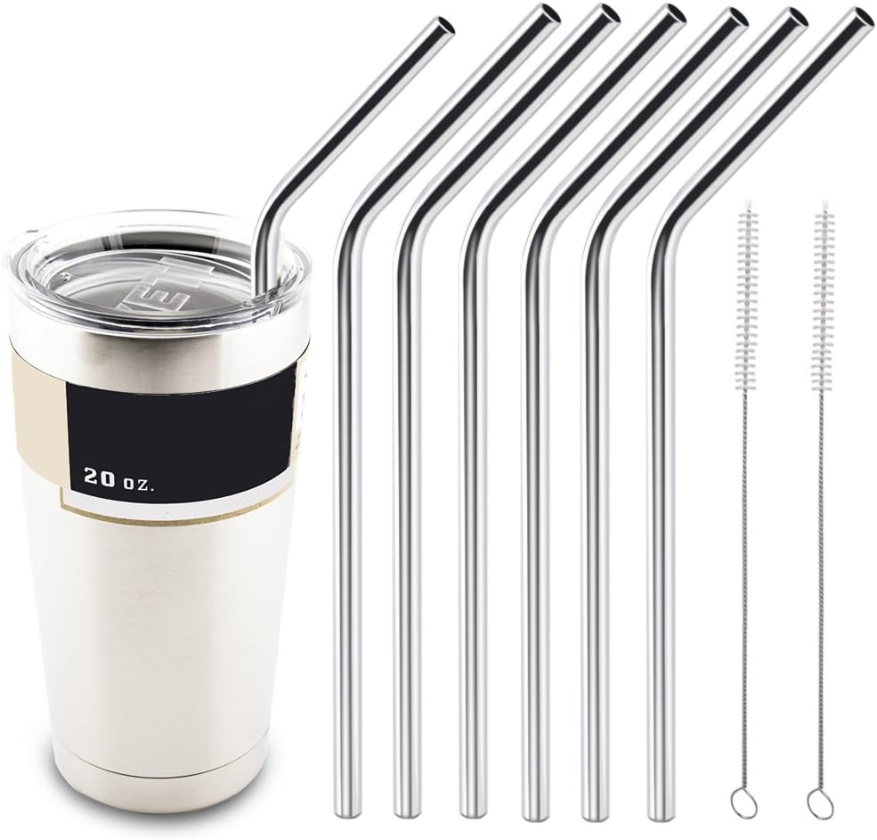 Variety Reusable Metal Drinking Straw With Smooth, Reusable Drinking Straws for Smoothie Cold Beverage (2 set)