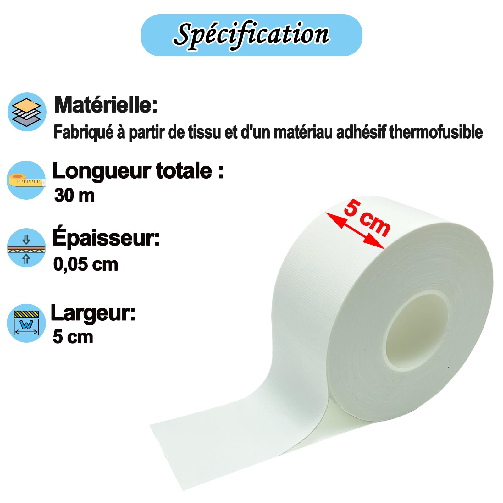 Bande d'étanchéité pour portes et fenêtres, bande blanche pour pare-brise, étanchéité pour climatisation, pour bloquer l'air froid, la poussière et la pluie, 5 cm x 30 m, sans résidus