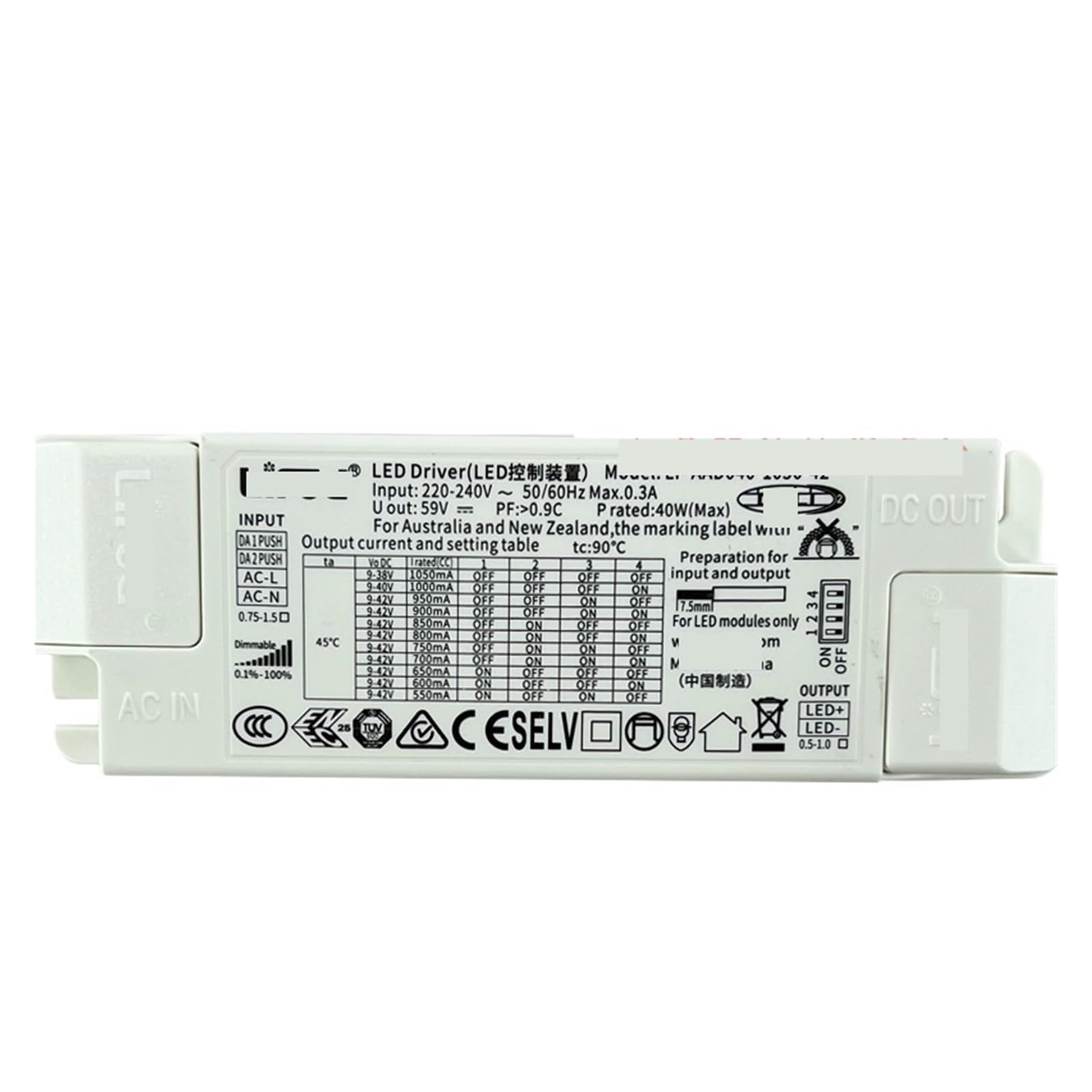 PWANUIGTE Intelligent System dimming Drive Monochrome LED Light Ballast Power Supply 12W 20W 40 12W-400MA 150-400MA 20W-500MA 250-500MA(40W-1050MA 550-750MA)