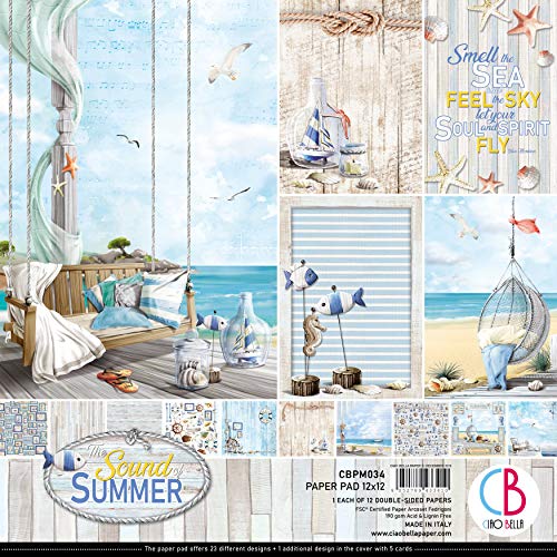 CIAO BELLA PAPER SUM PAP PCK 12X12 12PK, Sonido de verano, 12 diseños/1 cada uno, talla única
