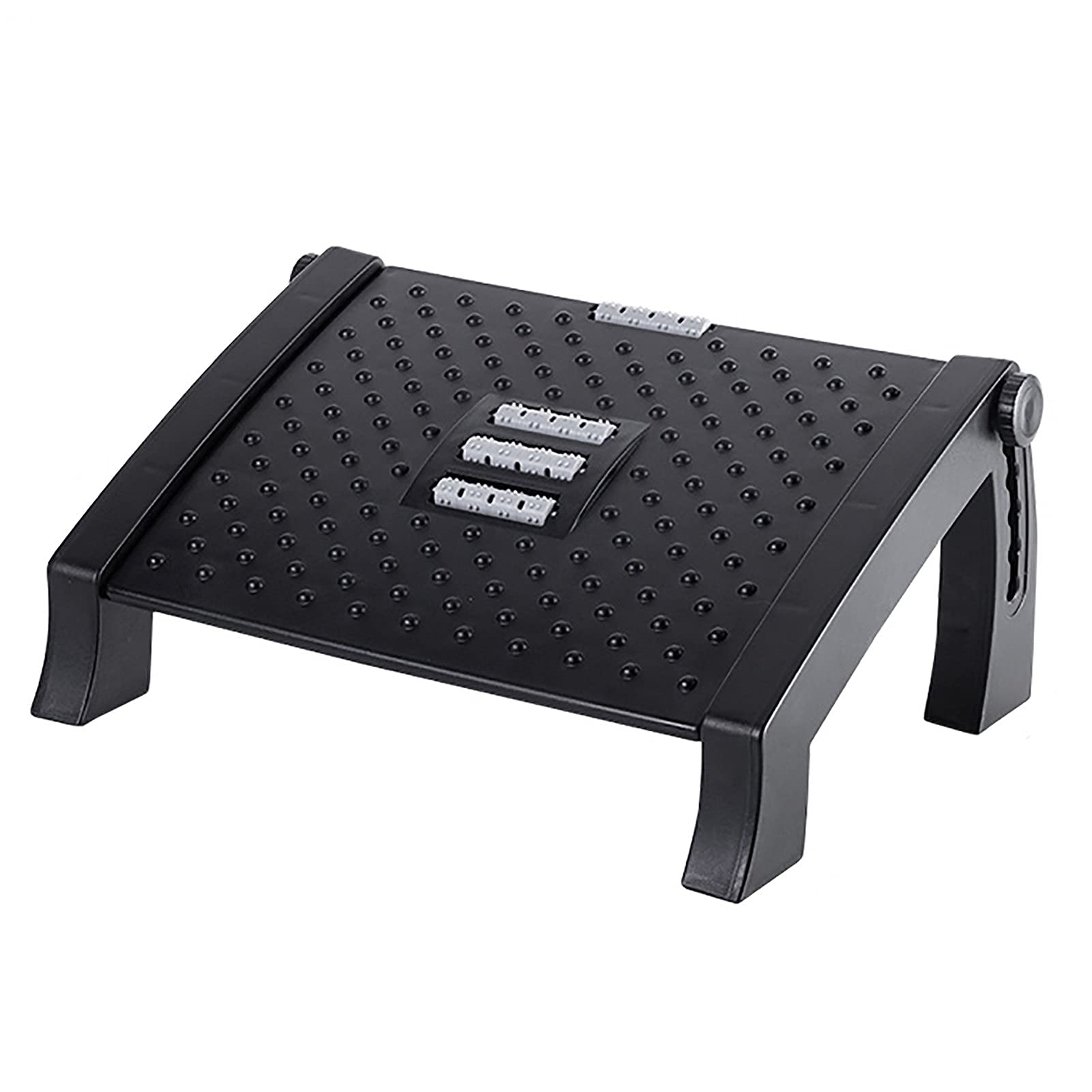 Footrests Adjustable Under Desk Footrest, Ergonomic Foot Rest with 6 Height Position Adjustment for Home, Office, Non-Skid Massage Surface Texture Improves Posture and Circulation (Color : Black)
