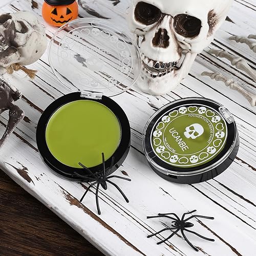UCANBE Ogre Green Face Body Paint Makeup Foundation, Professional Cream Greasepaint, Non-Toxic Face Painting Kit for Halloween SFX Cosplay, Joker Zombie Witch Monster Costume & Stage Makeup - Thumbnail 7