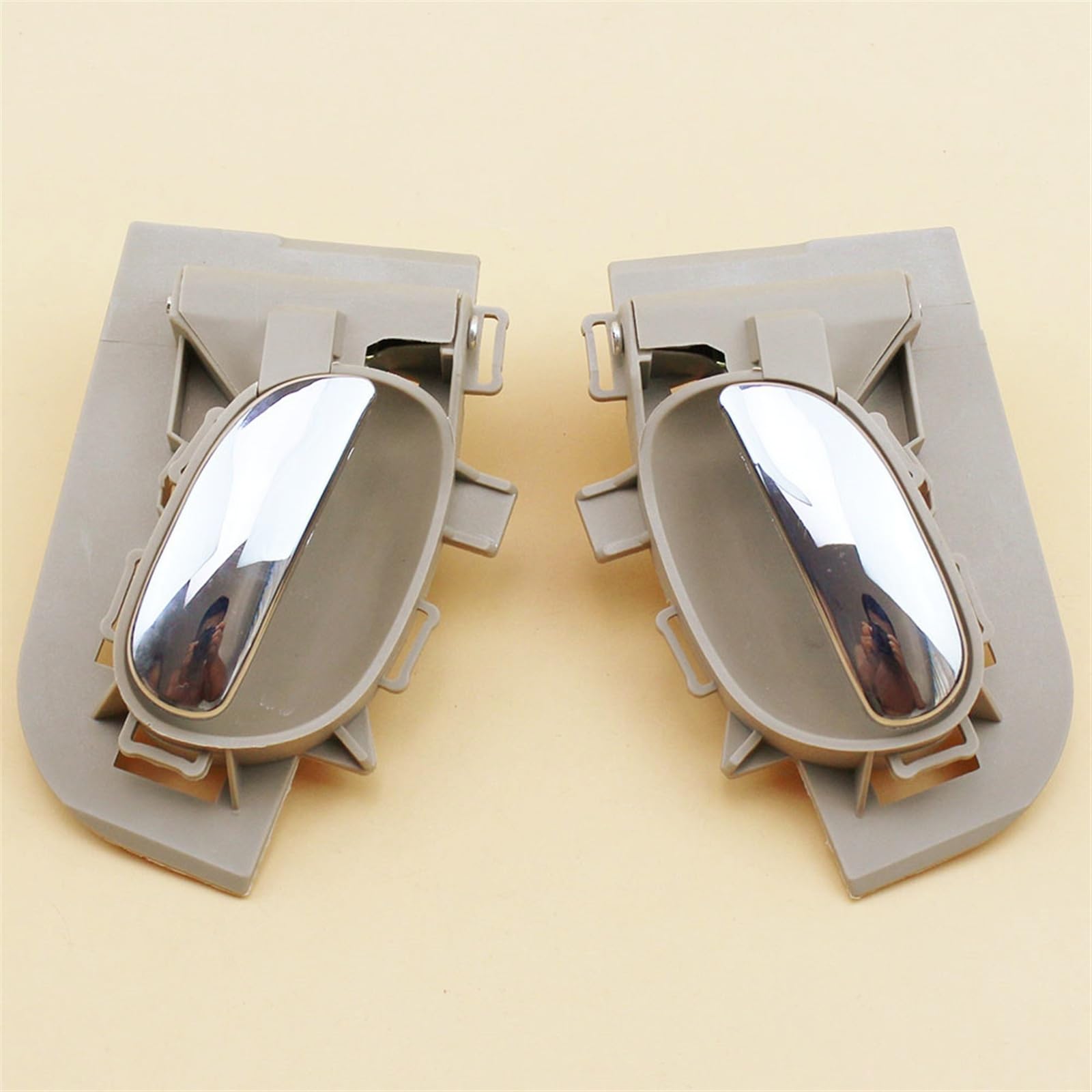 AVFORA Maniglia Porta Interna Auto Maniglia COPPIA CROMATA BEIGE PER CITROEN PER C2 MANIGLIA INTERNA PORTA INTERNA SINISTRA DESTRA