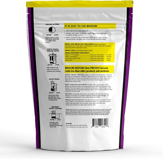 Original 6-Month Supply of USDA-Certified BioBased Product Environmentally Friendly Septic Tank Treatment: Use for Septic Tank, Septic Riser, Natural Drain Cleaner, and Lagoon Treatment