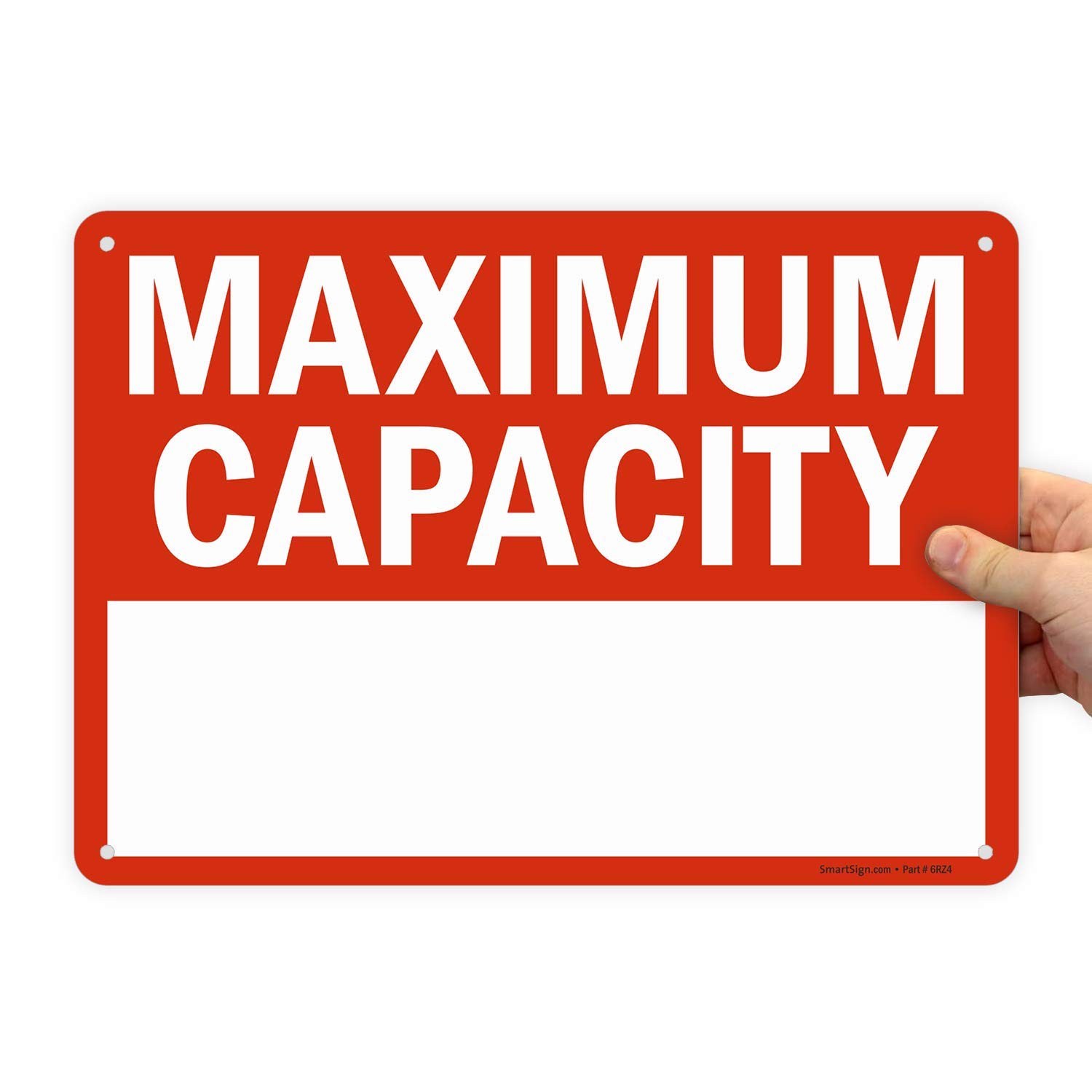 SmartSign - S-0297-Pl-14 "Maximum Capacity __" Write-On Sign | 10" x 14" Plastic Black/Red on White
