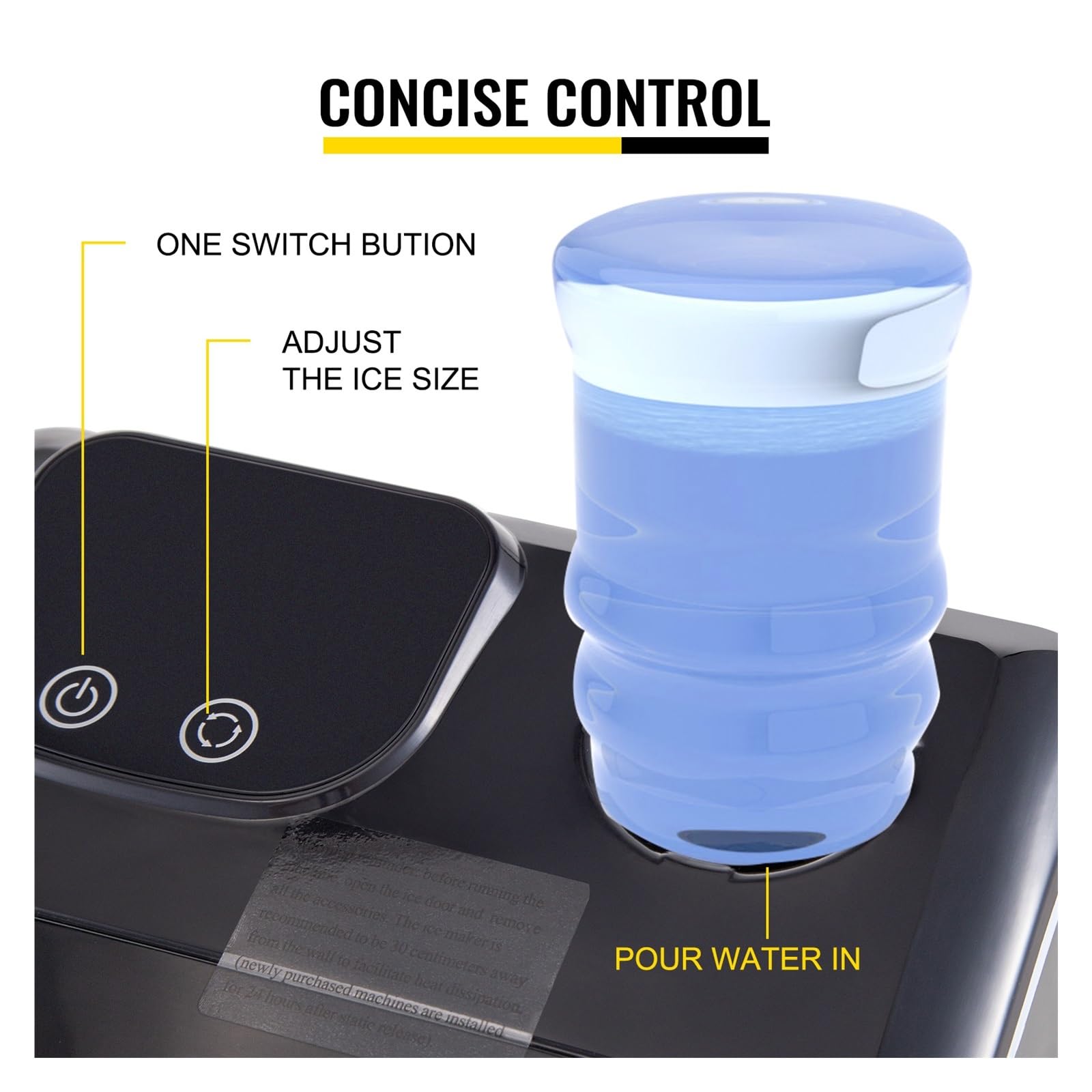 Máquina de Hielo eléctrica de 18 KG por 24 Horas, llenado de Agua Manual automático, máquina portátil for Hacer Hielo en Cubos for Bar en casa