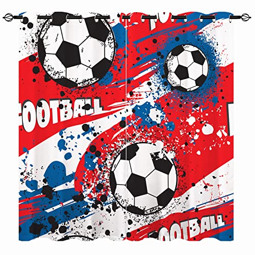 YUANZU Boys Sport Curtains - Kids Abstract Colorful Football Print Pattern Eyelet...