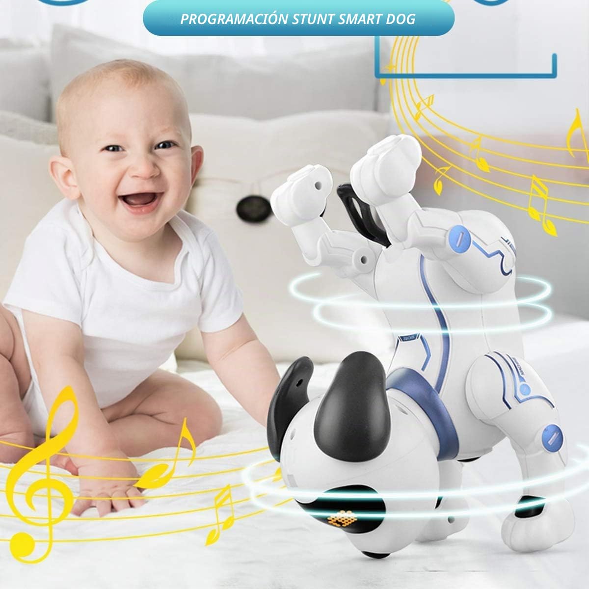 fisca Robot perro teledirigido para niños RC-Stunthund-robot juguete con canto, baile, habla, juguete inteligente programable interactivo para niños de 3 a 12 años