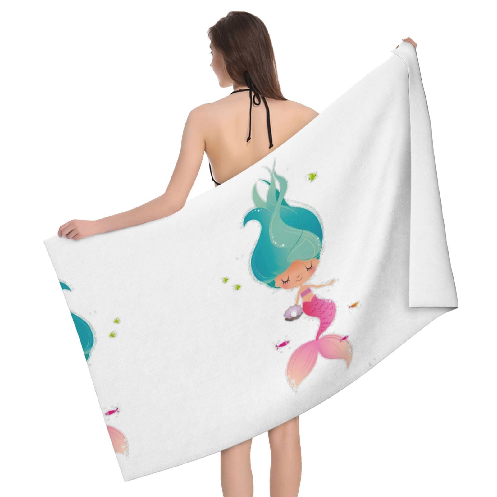 Serviette microfibre sirène ultra absorbante et séchage rapide pour douche