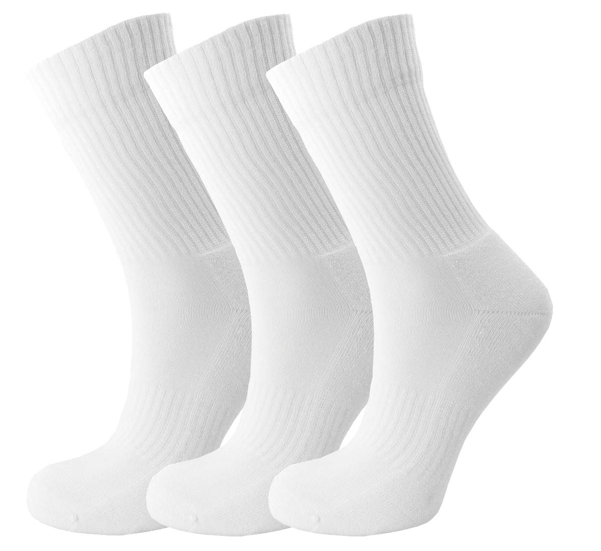 Green BearBamboo White Crew Sports Socks - Cushioned Sole - Soft Antibacterial -3 pack