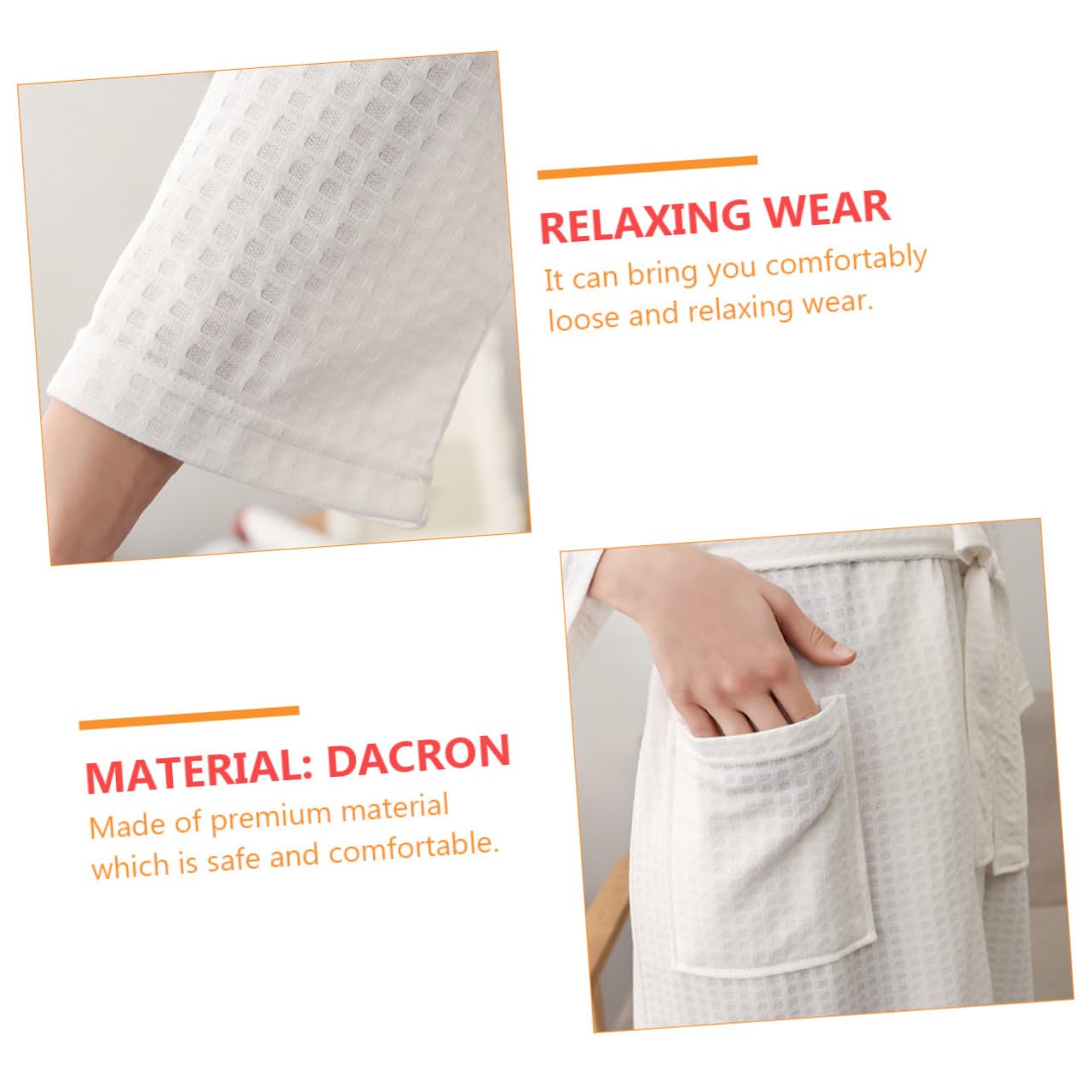 LIFKOME Peignoir Couple Homme à Manches 3/4 Respirant en Polyester Xl Blanc