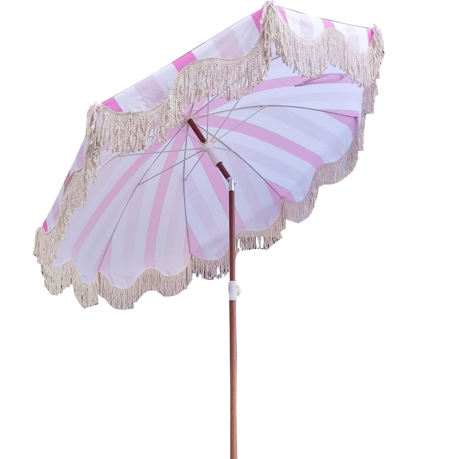 Ombrellone da esterno per patio, con nappe, palo in legno e borsa per il trasporto, ideale per il giardino, il prato e il tavolo da biliardo.