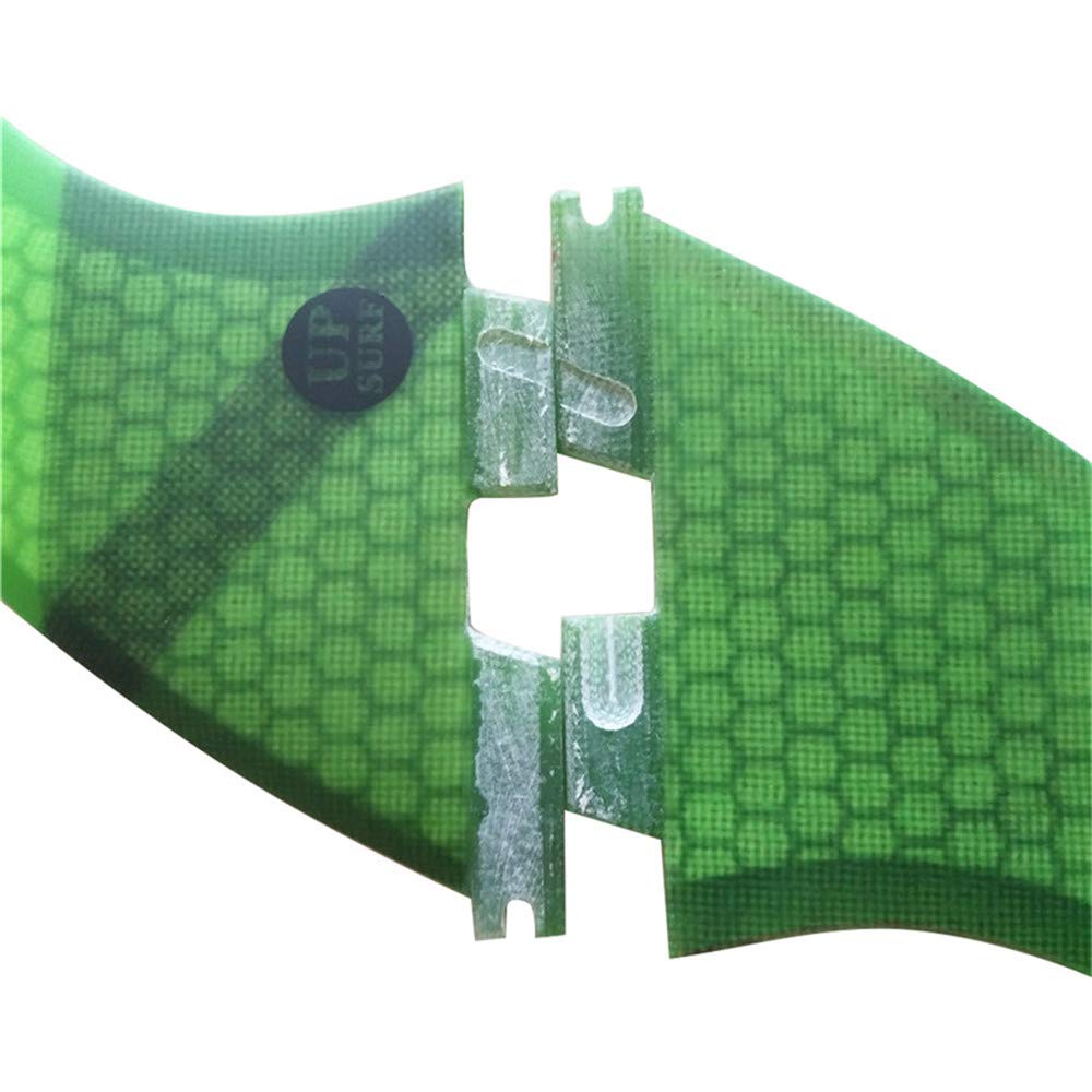 UPSURF Planche de Surf 3 Palmes Double Tabs 2 Fins M/L Rayon de Miel+Fibre de Verre pour Le Surf