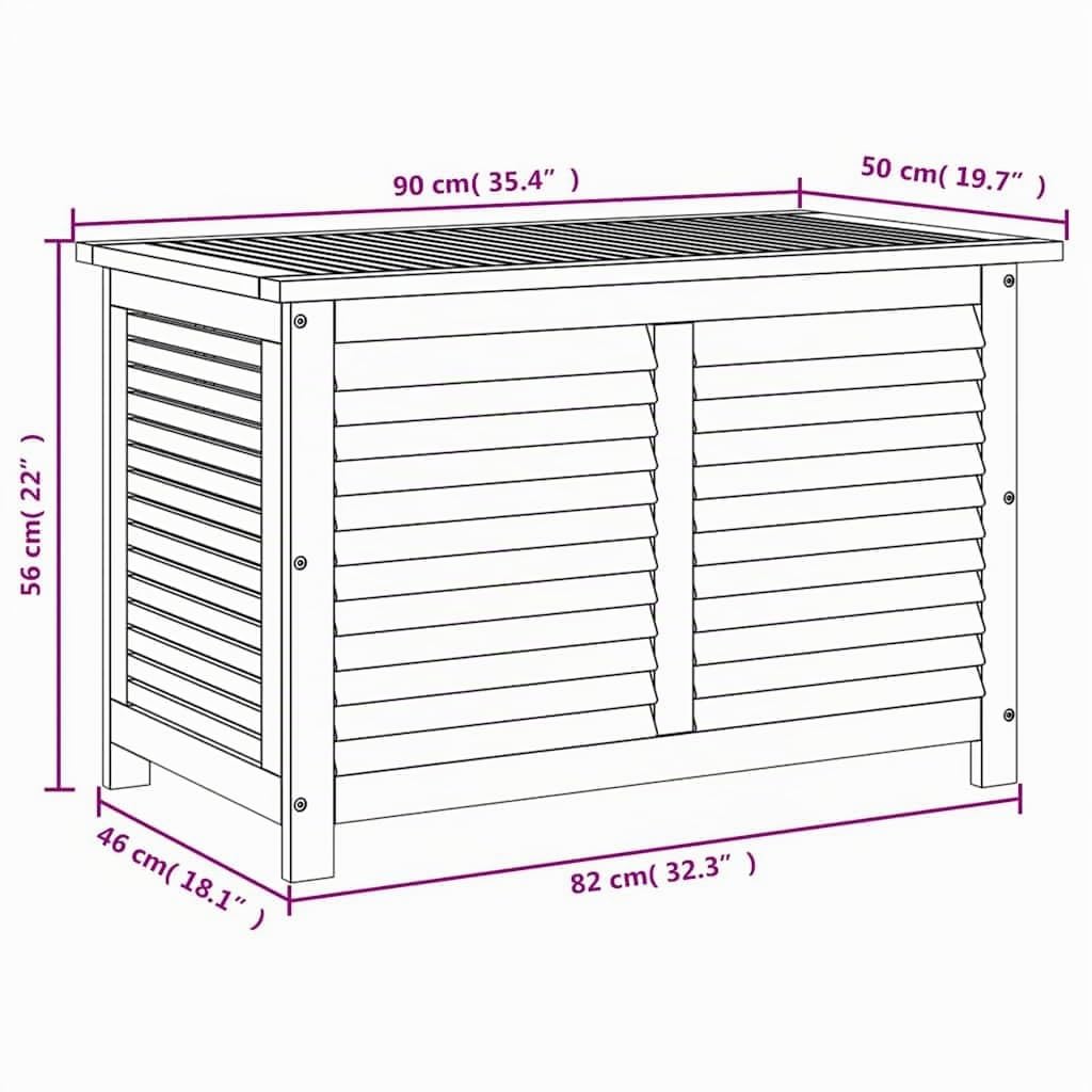 vidaXL Caja de Almacenaje de Jardín, Baúl con Tapa para Juguetes Cojines, Arcón de Ordenación, Mueble para Patio Terraza, Madera Maciza de Acacia