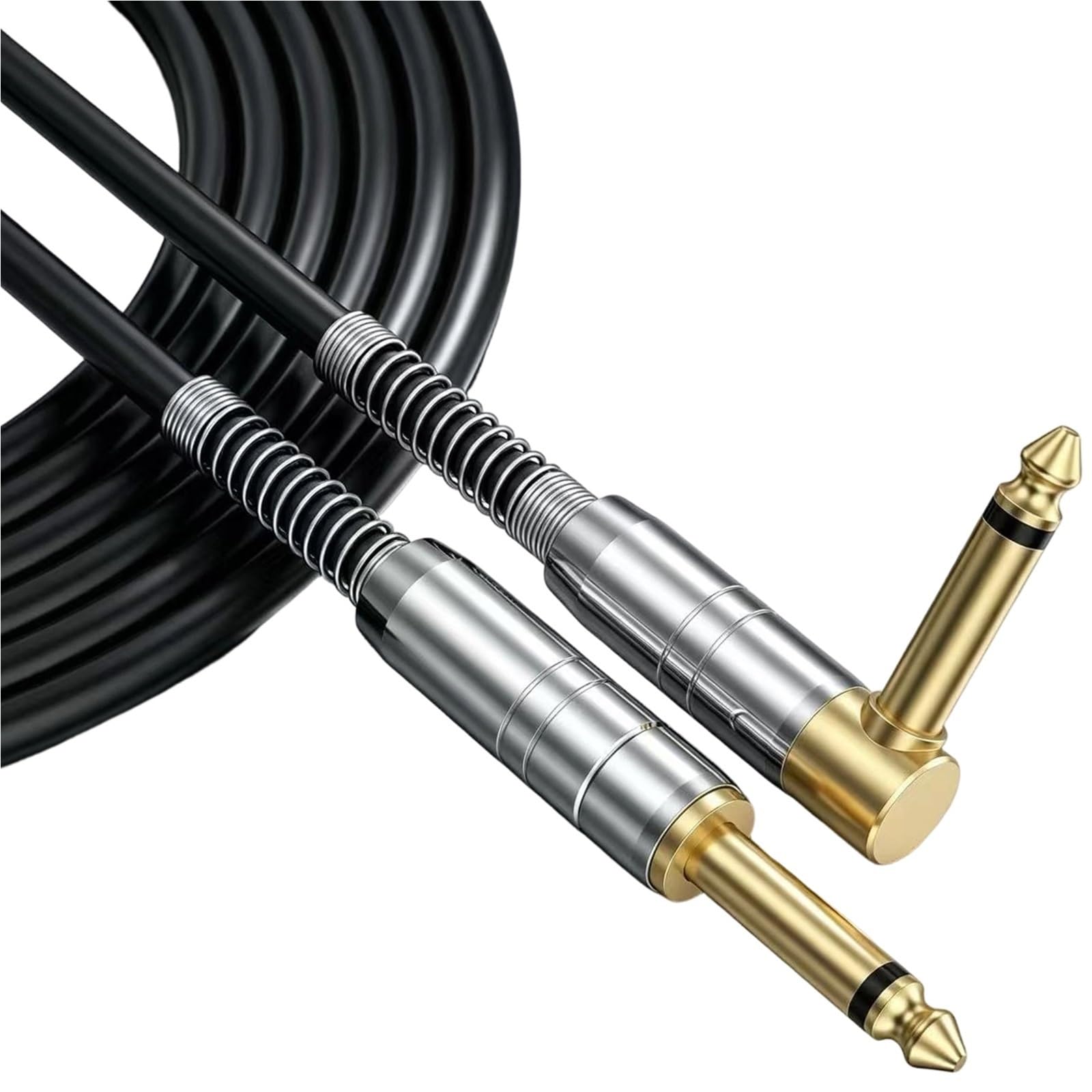 Kabel Do Gitary Gitara Pozłacany Kabel Mono 6,35 Mm Prosty Kątowy
