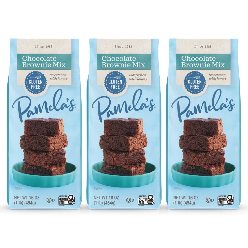 Pamela’s Baking Mixes, Chocolate Brownie Mix, Gluten-Free, 16 oz. (Pack of 3)