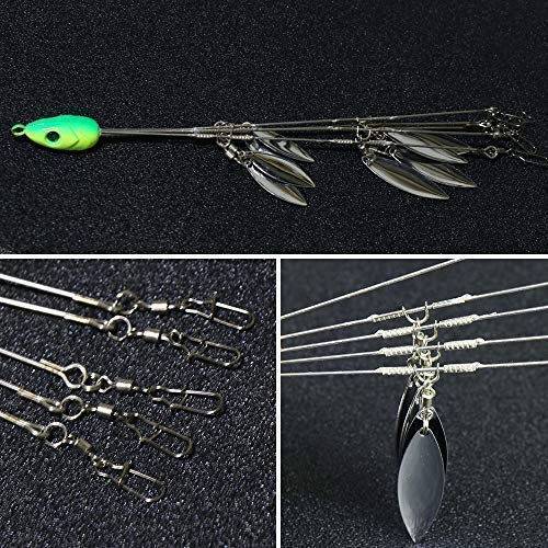 5 Arms Alabama Umbrella Rig Fishing Ultralight Tripod Bass Lures Bait Kit Junior Ultralight Willow Blade Multi-Lure Rig (2 pcs 8 Blade) - Thumbnail 3