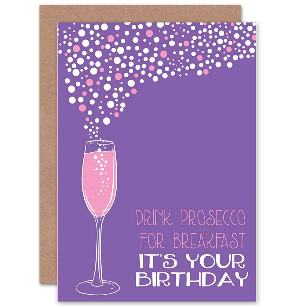 Wee Blue Coo Greetings Birthday Gift Birthday Prosecco Friend Sealed Greeting Card Plus Envelope Blank inside