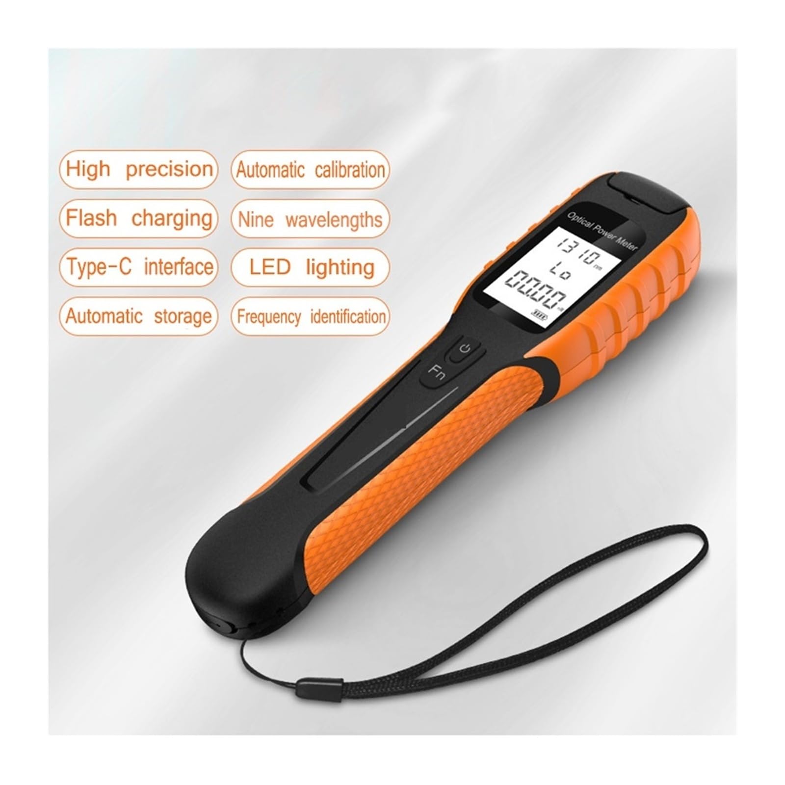 Medidor de potencia óptico, V batería recargable Mini OPM Ciclismo Fibra Óptica Medidor de potencia PON Puntero de alta potencia FC/SC/ST Herramientas de comprobación de cables (G1110-70 a 10dBm)