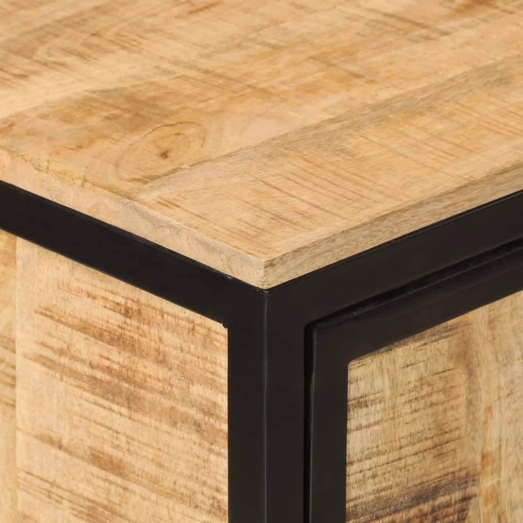 Badschrank 40x27x90 cm Massivholz Mango und Eisen mit Metallgriff für Badezimmer Aufbewahrung Stauraum