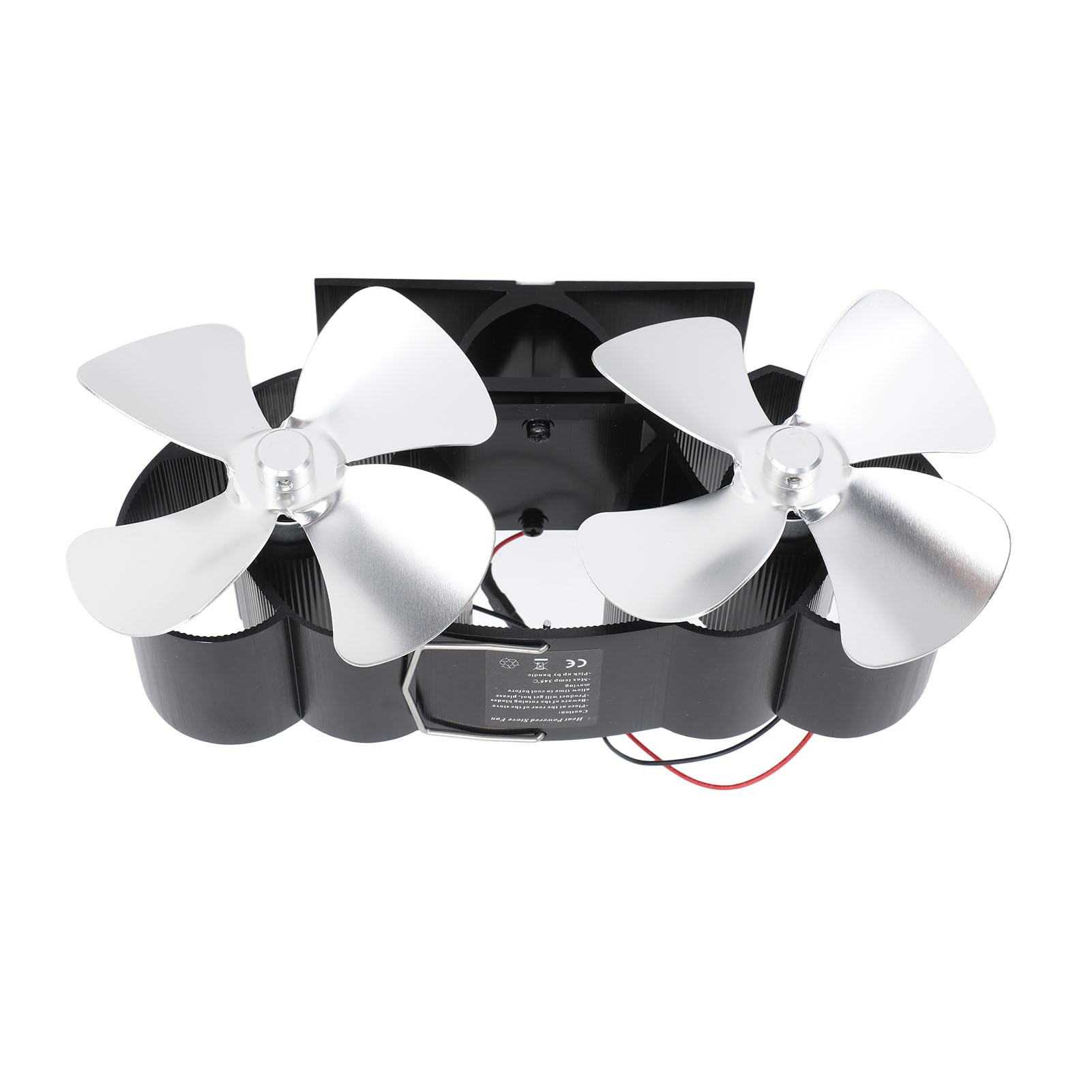 Marhynchus Ventilador de Estufa de Madera, 4 Palas de Chimenea de Cabeza Dual para Reemplazo, Aluminio de Aleación de Aluminio Alimentado por Calor, Equipado con Circulación de Calor de la