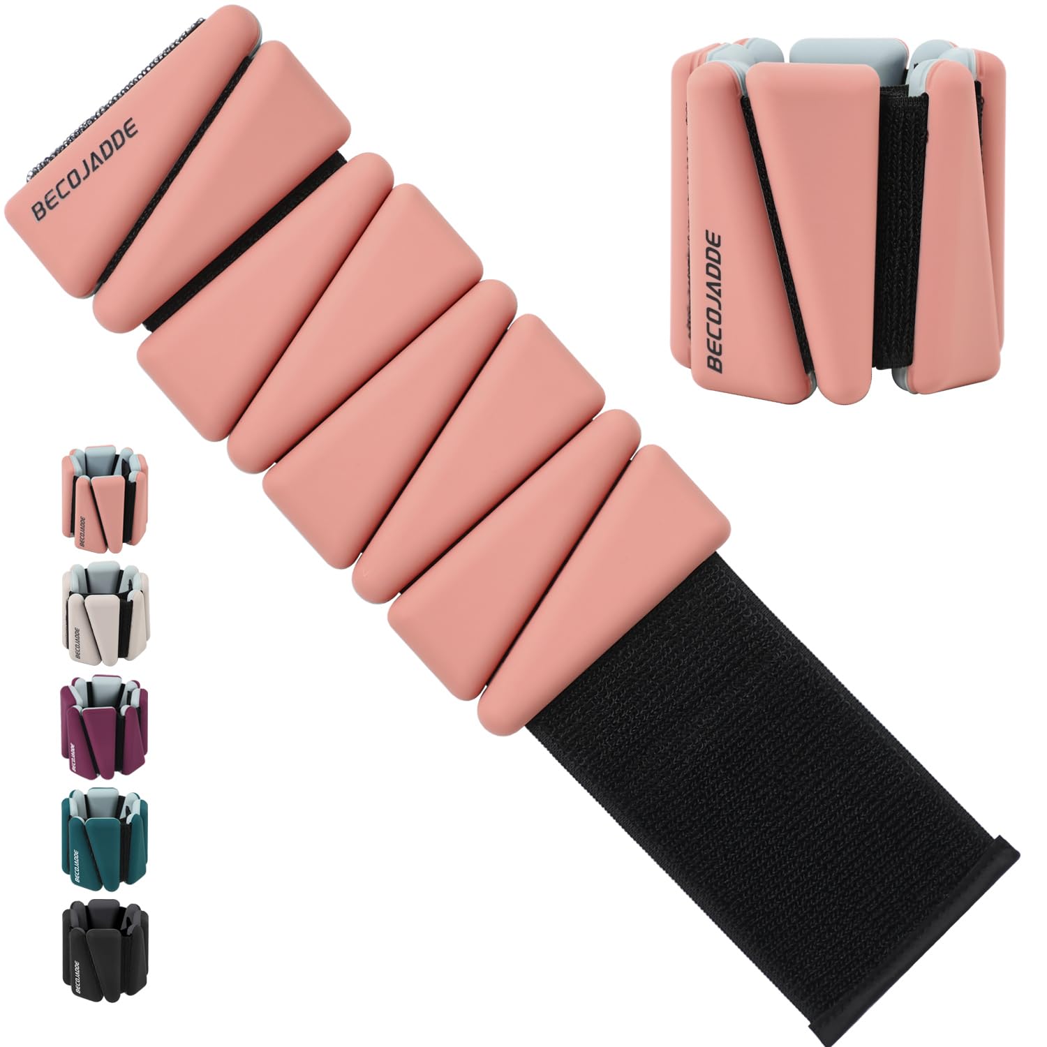 BECOJADDE Ankle Weights Set of 2 (1 lb/2 lb/3 lb Each) Adjustable Wrist Weights for Women Men Wearable Arm Leg Weight for Pilates, Running, Walking,