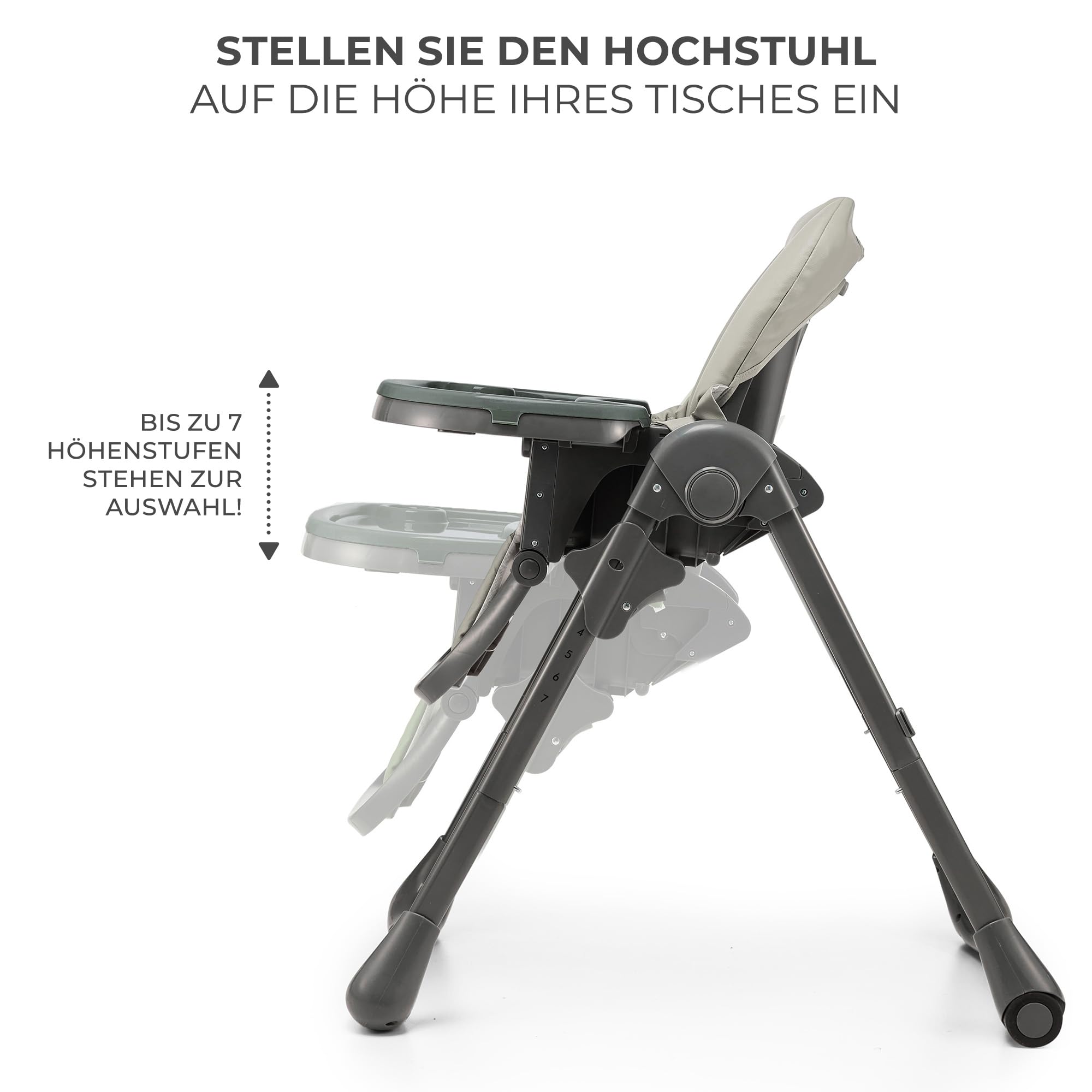 Kinderkraft TUMMIE Hochstuhl 2 in 1, Kinderhochstuhl, Babystuhl, Kombihochstuhl, Grau