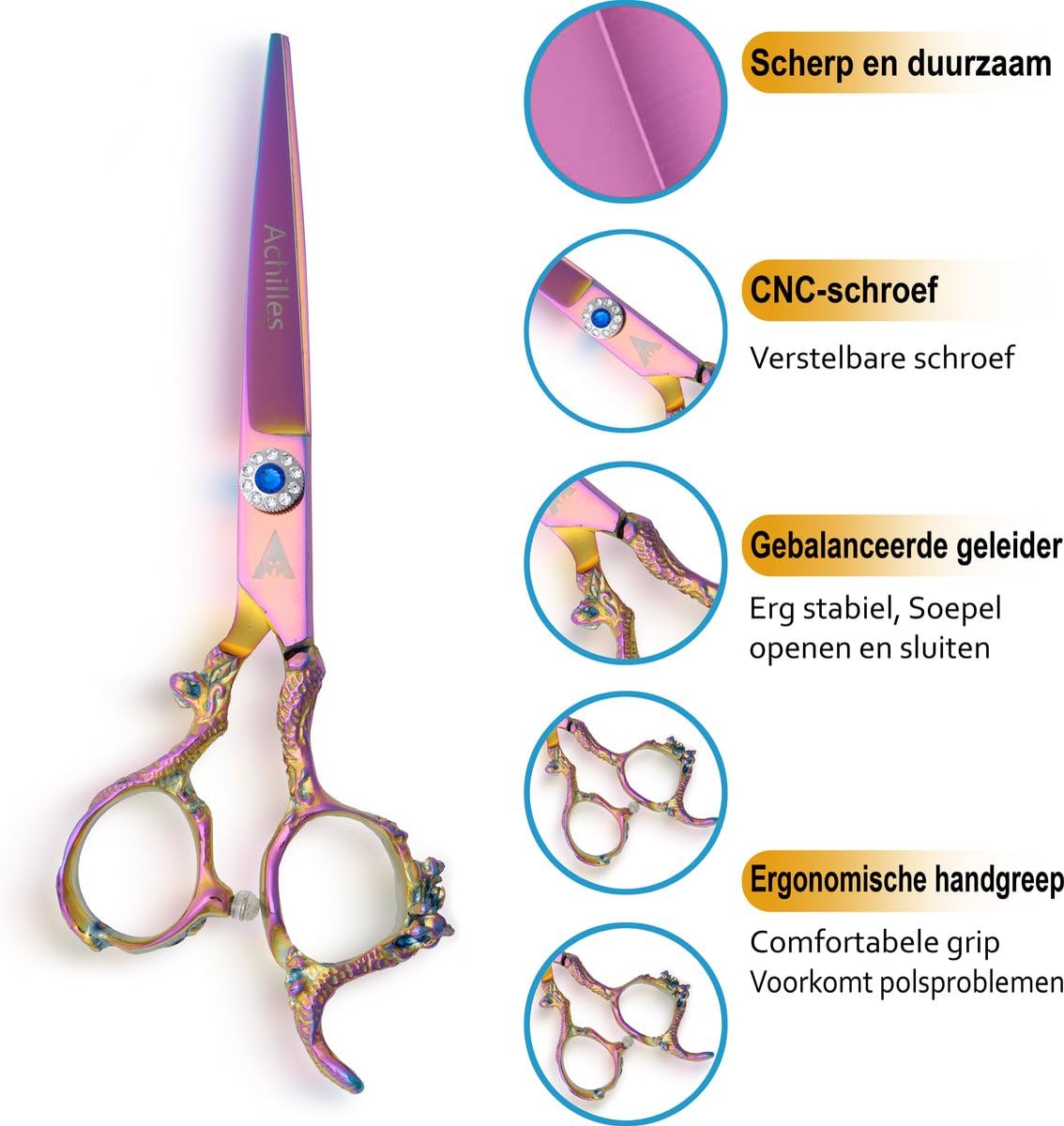 Achilles Friseurscheren Set - Komplettes Friseur Set - Haarschere - Friseurschere - Haarscheren Set