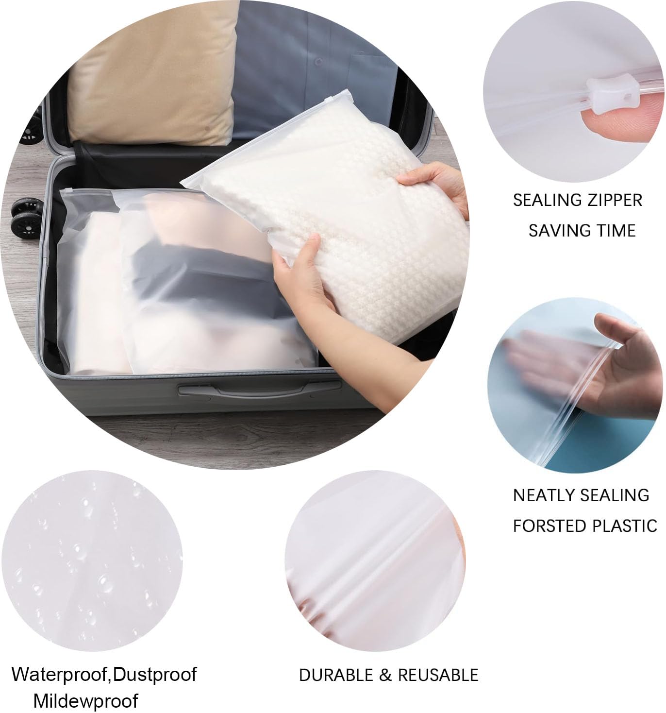 Xsourcer Lot De 24 Sacs De Rangement Refermables à Fermeture éclair, 18 Litres, Excellent Rangement Pour La Nourriture, Les Vêtements, Les Fournitures