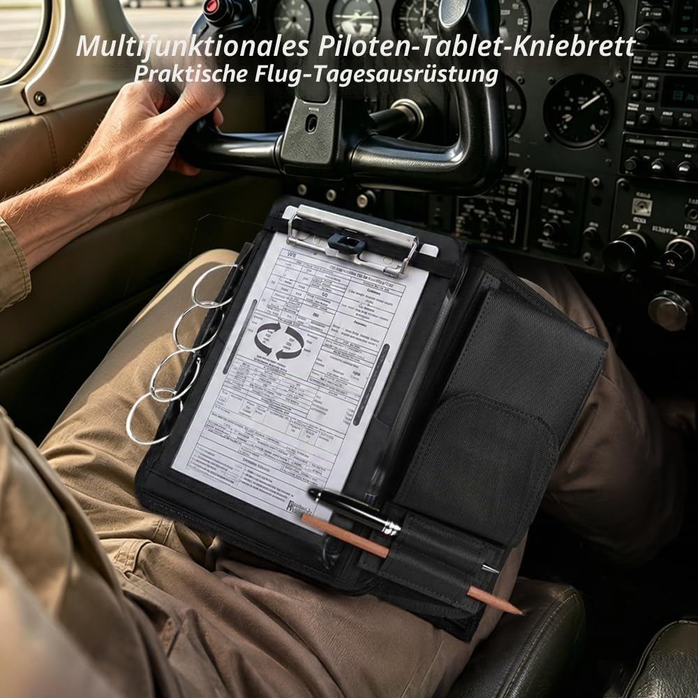Pilot-Kniebrett, inklusive Aluminium-Klemmbrett Passend für iPad Pro 9,7 Zoll, 10,5 Zoll, 11 Zoll, iPad und iPad Air 1/2/3/4/5/6 und alle Anderen Tablets mit 22,9-27,9 cm
