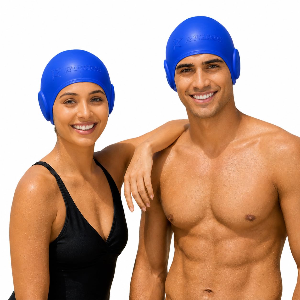 Rovars Unisex Ear Cap Anti-Slip Swimming Cap for Men & Women - Royal Blue-picture-35