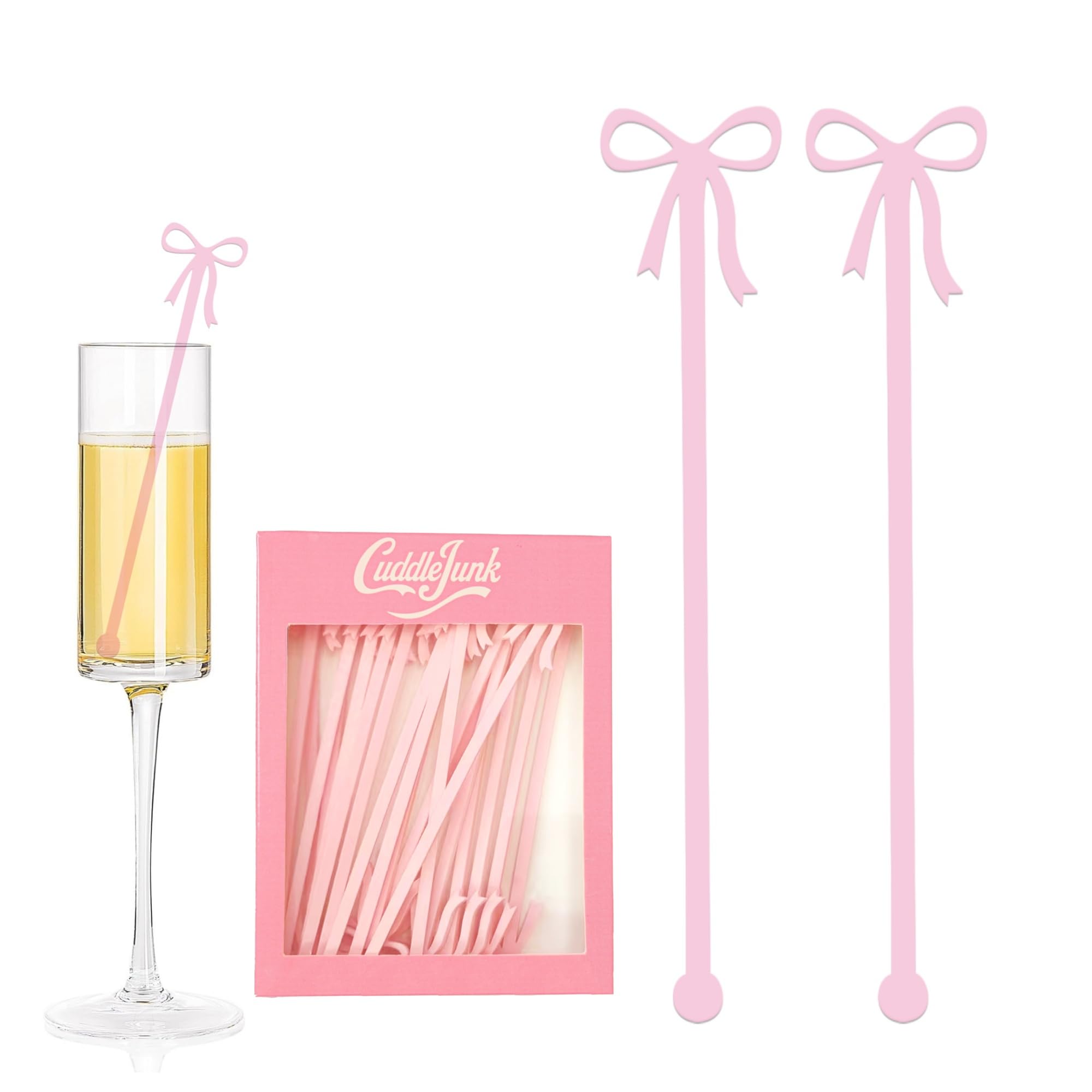 20 pcs Bow Drink Stirrers, Acrylic Drink Stirs for Bow Themed Party Decoration, Coquette Birthday Cocktail Wedding Decorat...