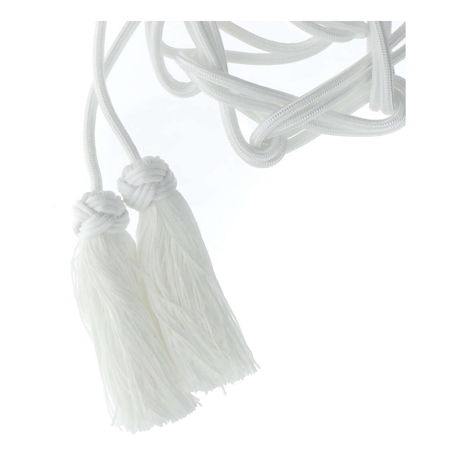 Cordon pour Aube sacerdotale Monochrome Blanc Noeud Salomon Gland Frange chainette