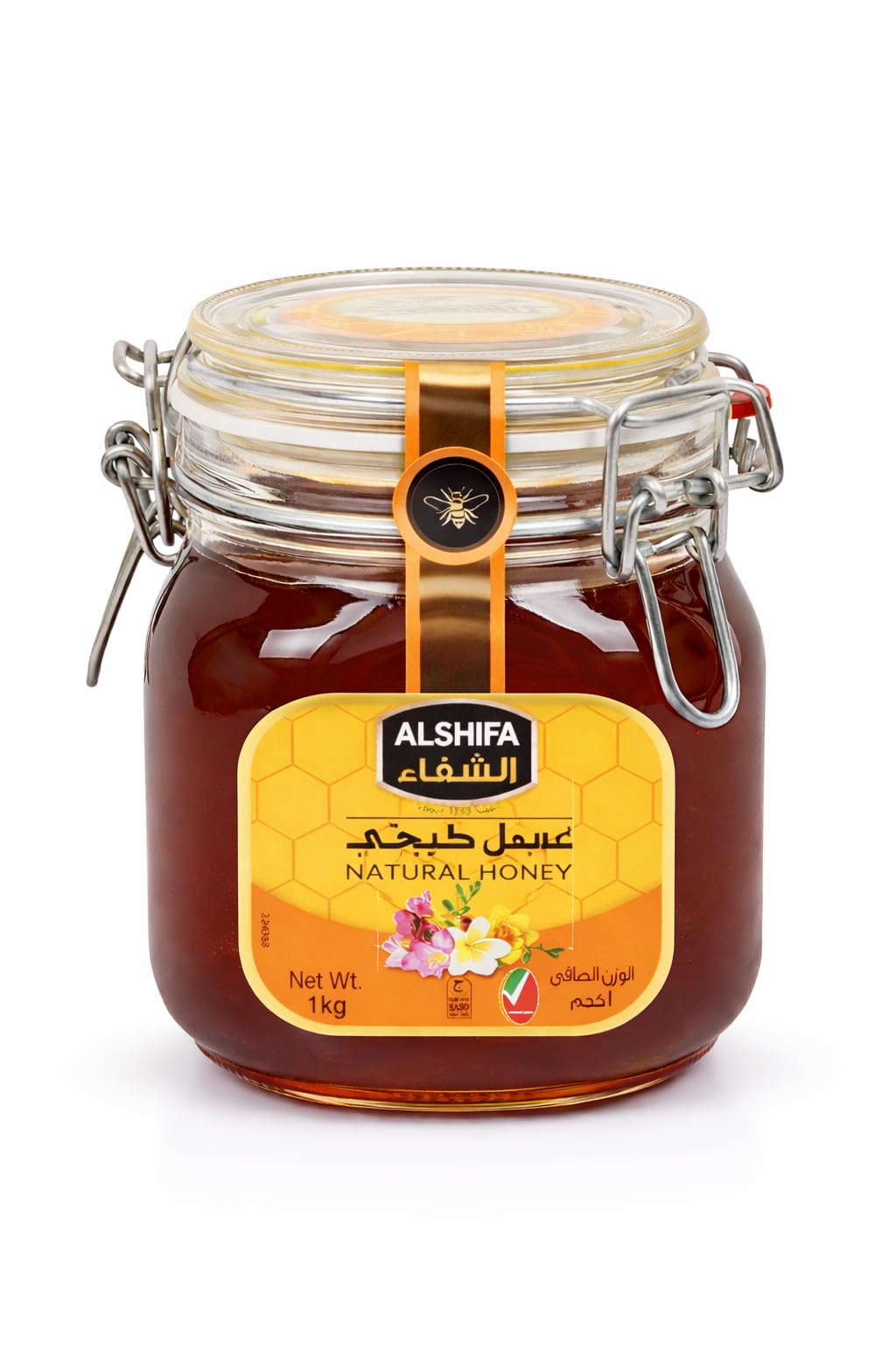Al Shifa 100% Pure Natural Honey Premium Glass Jar with Airtight Clip Lock Lid Rich Amber Honey for Daily Use 1kg (Imported)**-image-46