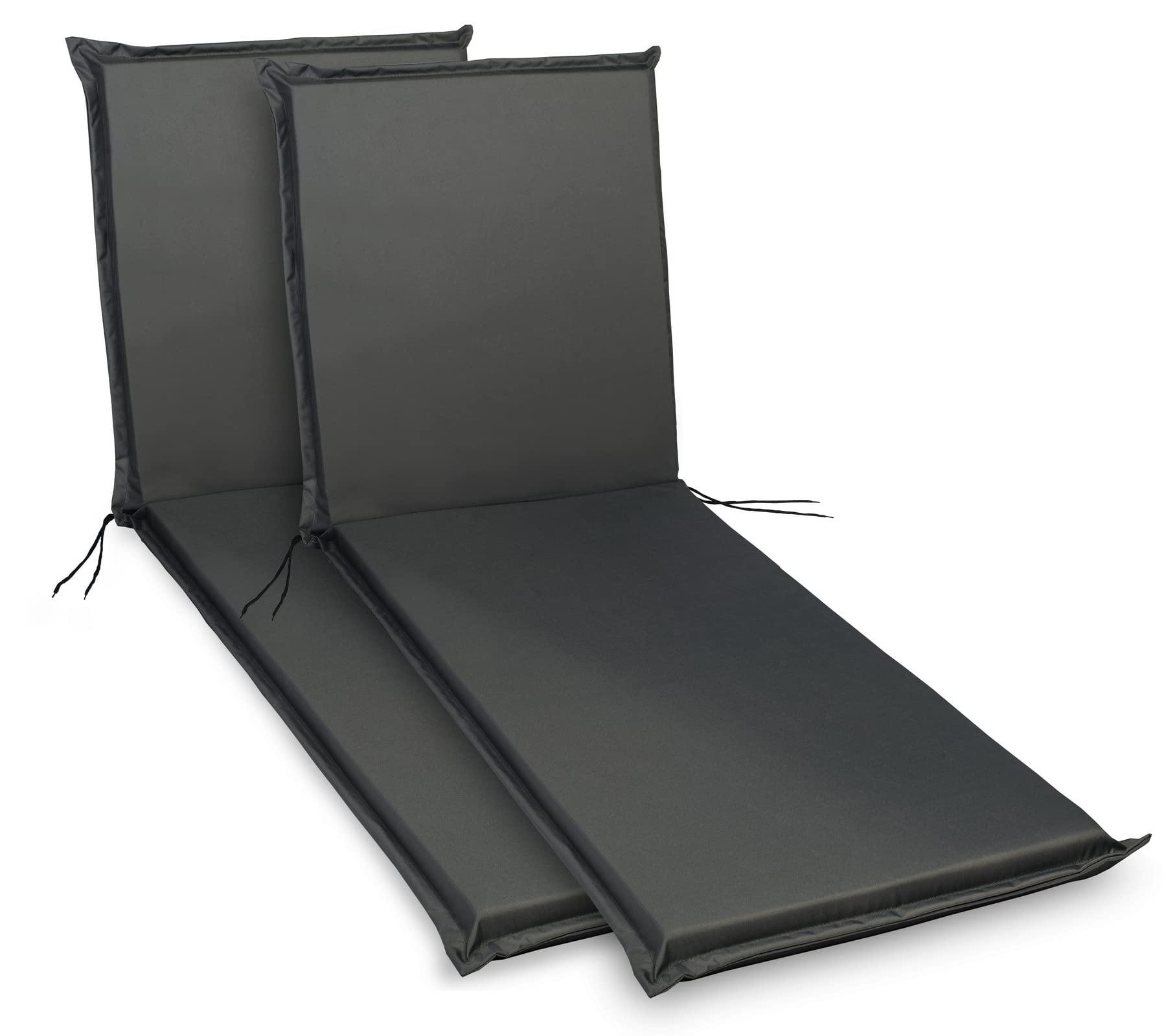 sunnypillow 2er Set Liegenauflagen - Auflage für Sonnenliege 190 x 60 - Polster für Gartenliege extra dick 9cm - Polsterauflagen für Liegen Outdoor, wasserdicht - Kissen für Liegestuhl - Anthrazit